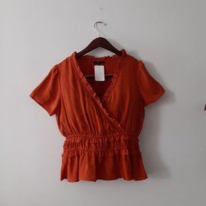 Rust - Orange Short Sleeve Blouse